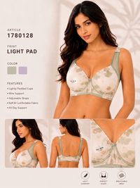 Floral Print Lightly Padded Underwire Bra with Breathable Mesh ( PACK OF THREE )
