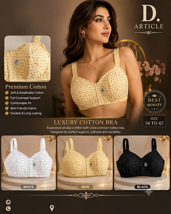 Once More Luxury Polka Dot Cotton Bra - Full Coverage Support Wireless Everyday Bra ( PACK OF 3 )